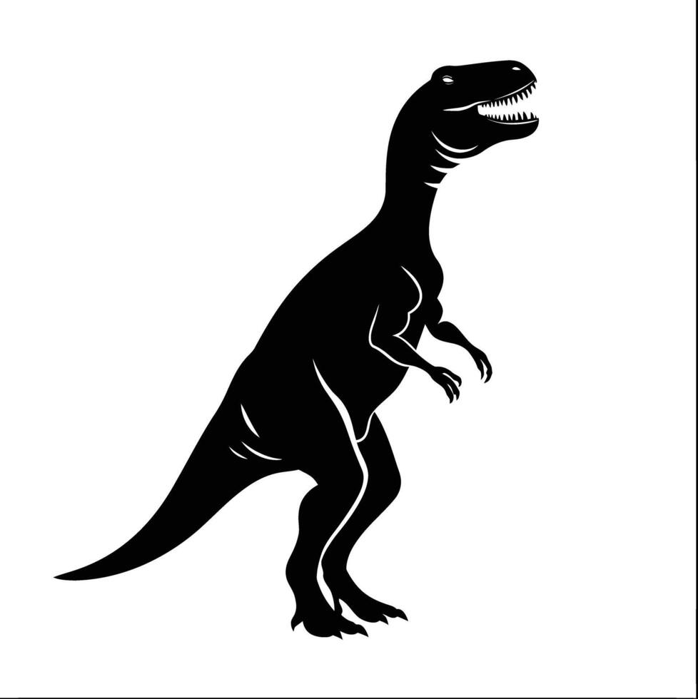 AI generated Silhouette Dinosaur black color only vector