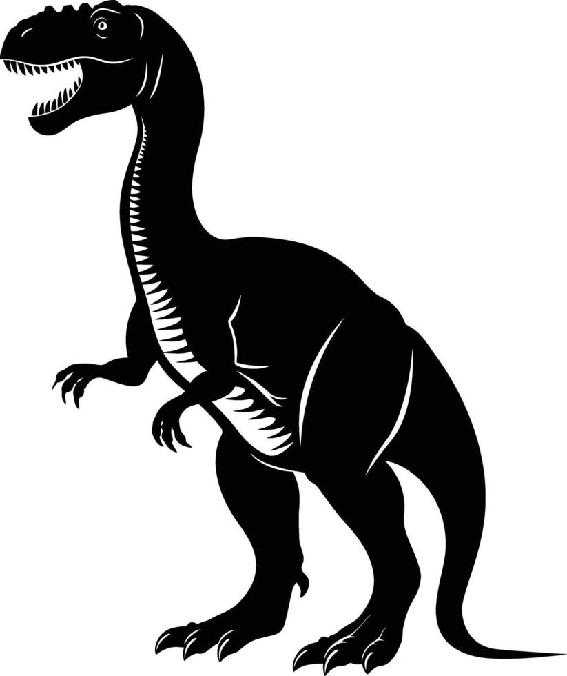 AI generated Silhouette Dinosaur black color only vector