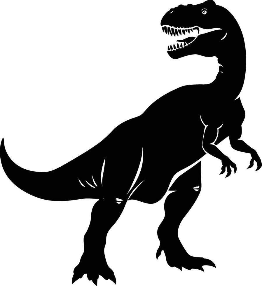 AI generated Silhouette Dinosaur black color only vector