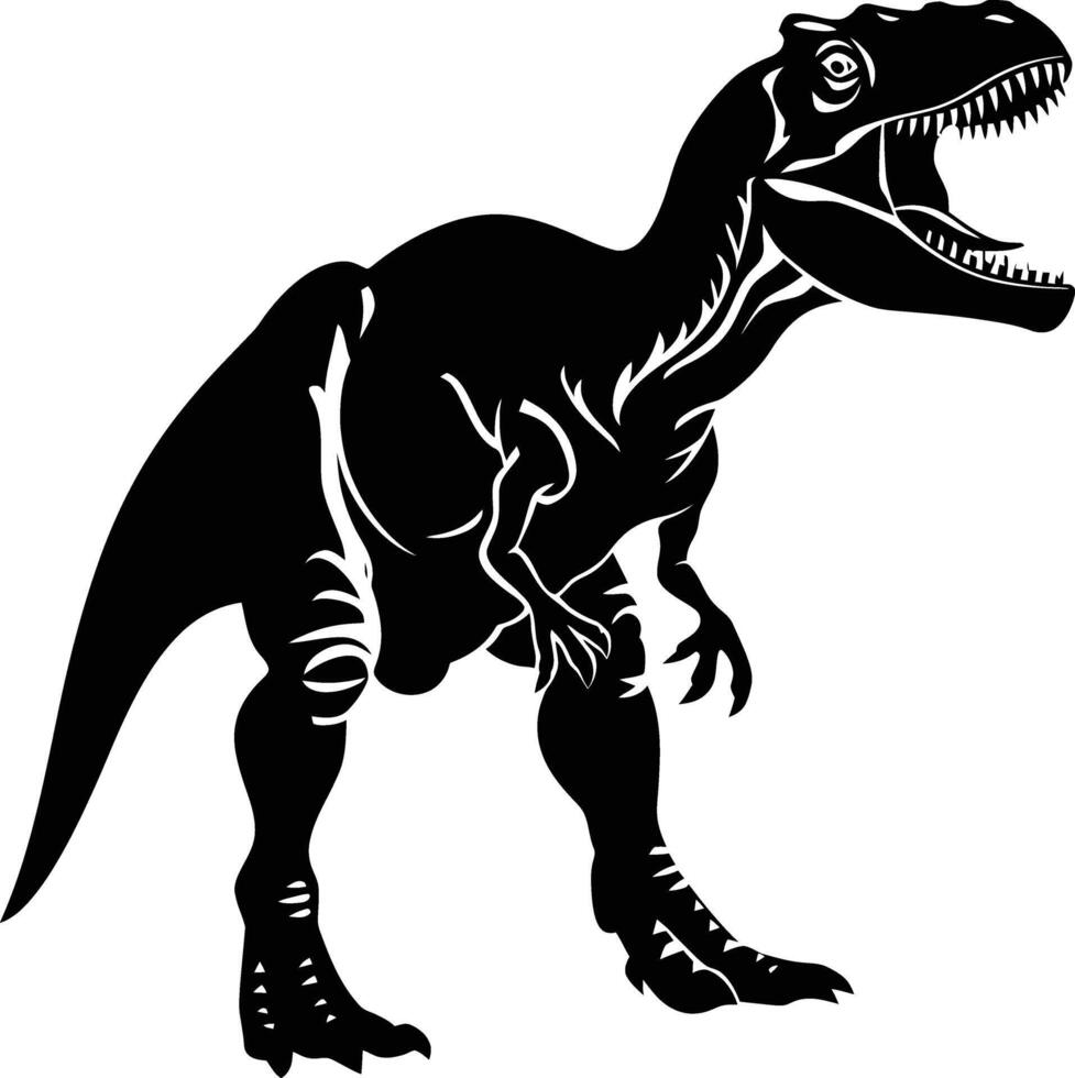 ai generado silueta dinosaurio negro color solamente vector