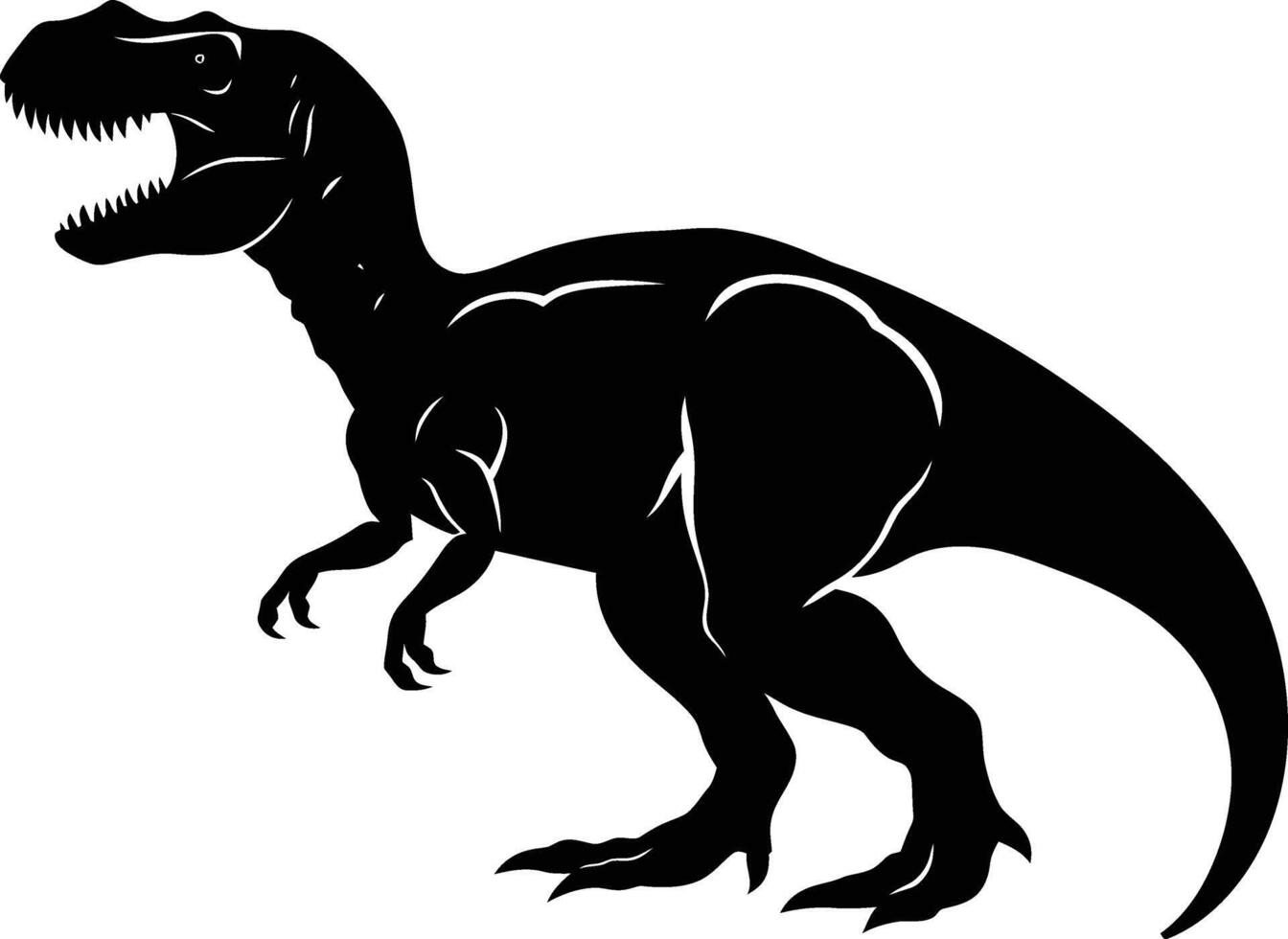 ai generado silueta dinosaurio negro color solamente vector