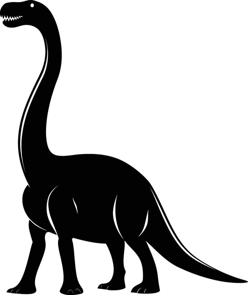 AI generated Silhouette Dinosaur black color only vector