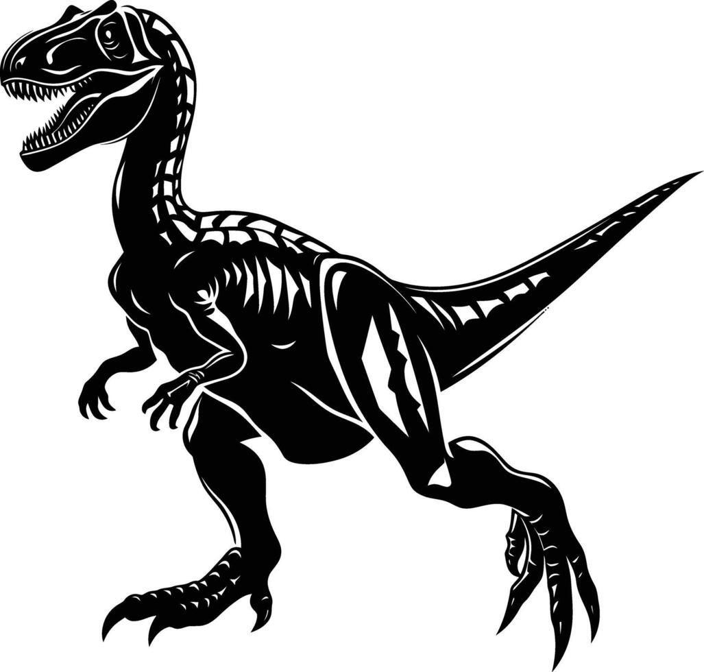 AI generated Silhouette Dinosaur black color only vector