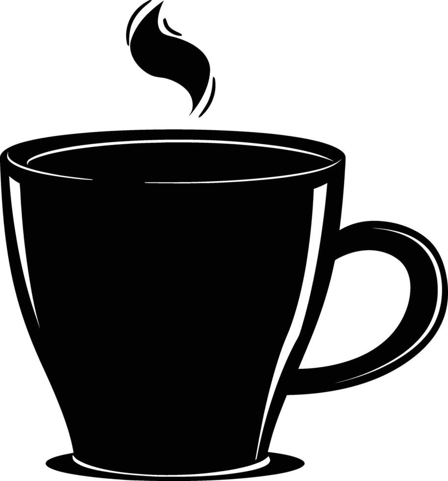 AI generated Silhouette a cup of coffee black color only vector