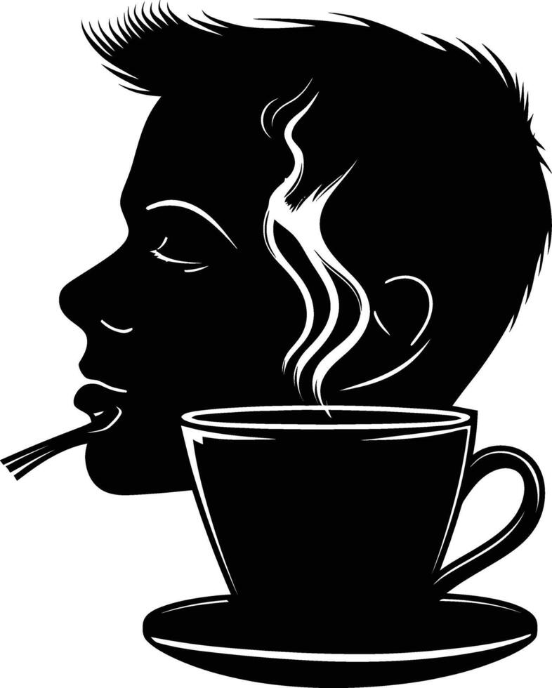 AI generated Silhouette a cup of coffee black color only vector