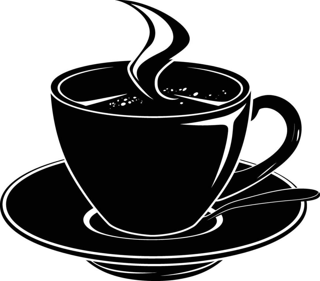 AI generated Silhouette a cup of coffee black color only vector