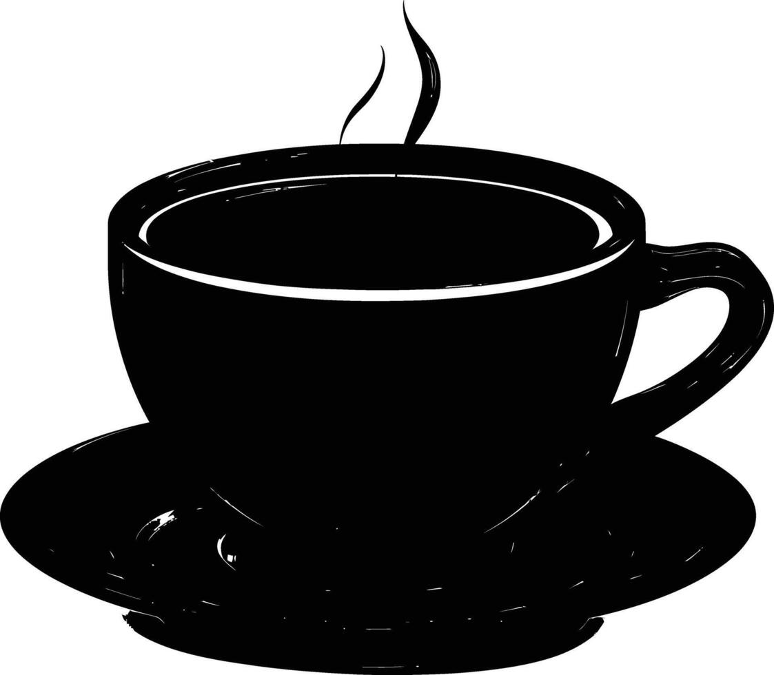 AI generated Silhouette a cup of coffee black color only vector