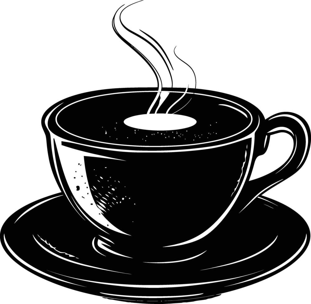 AI generated Silhouette a cup of coffee black color only vector