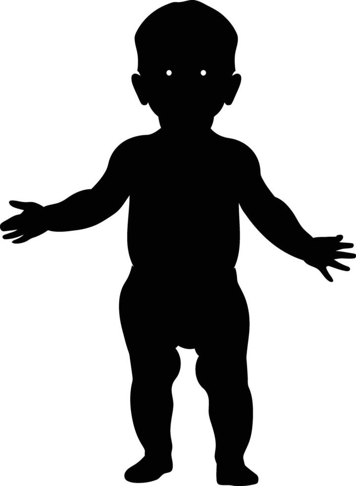 AI generated Silhouette baby boy full body black color only vector