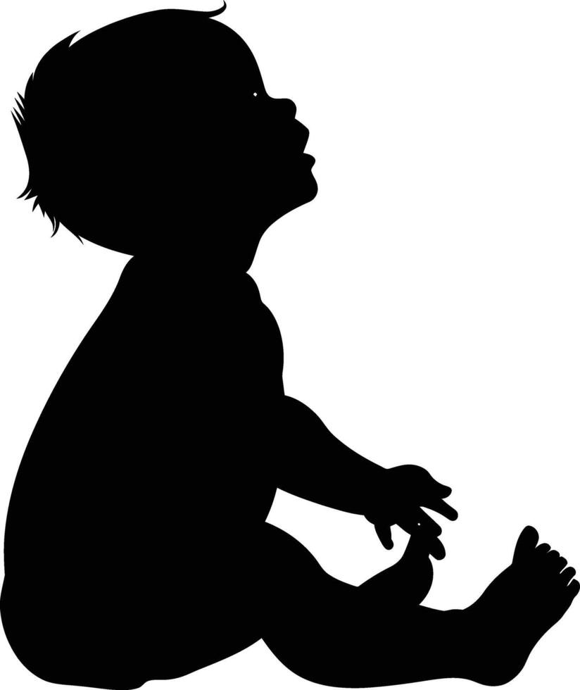 AI generated Silhouette baby boy full body black color only vector