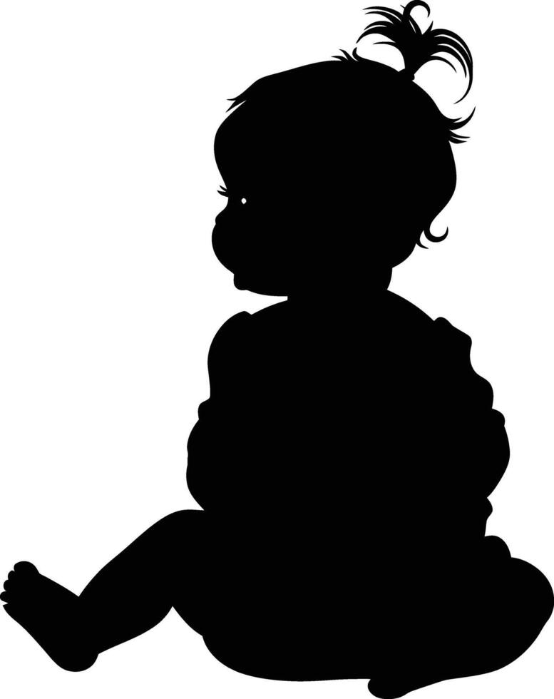 AI generated Silhouette baby girl full body black color only vector