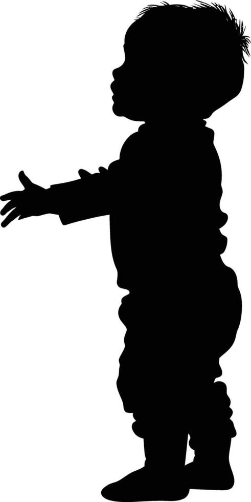 AI generated Silhouette baby boy full body black color only vector