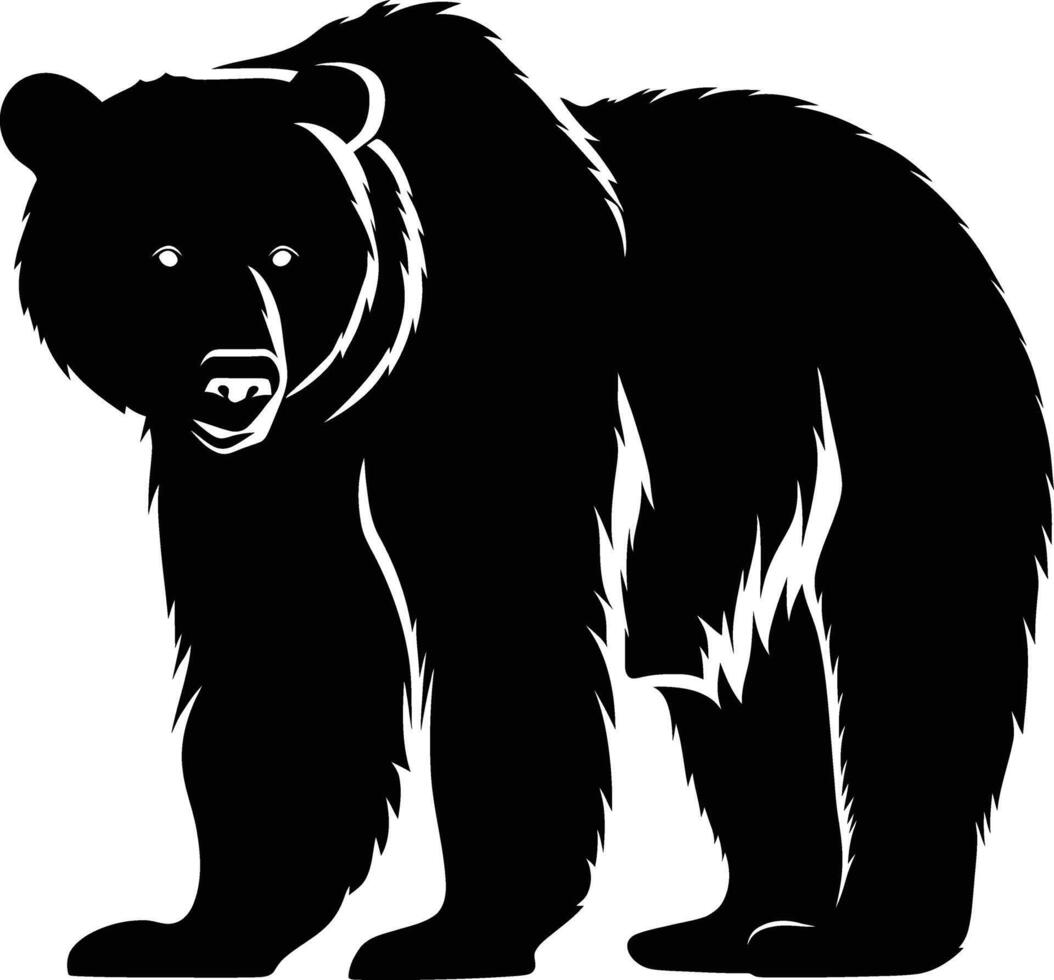 AI generated Silhouette bear black color only vector