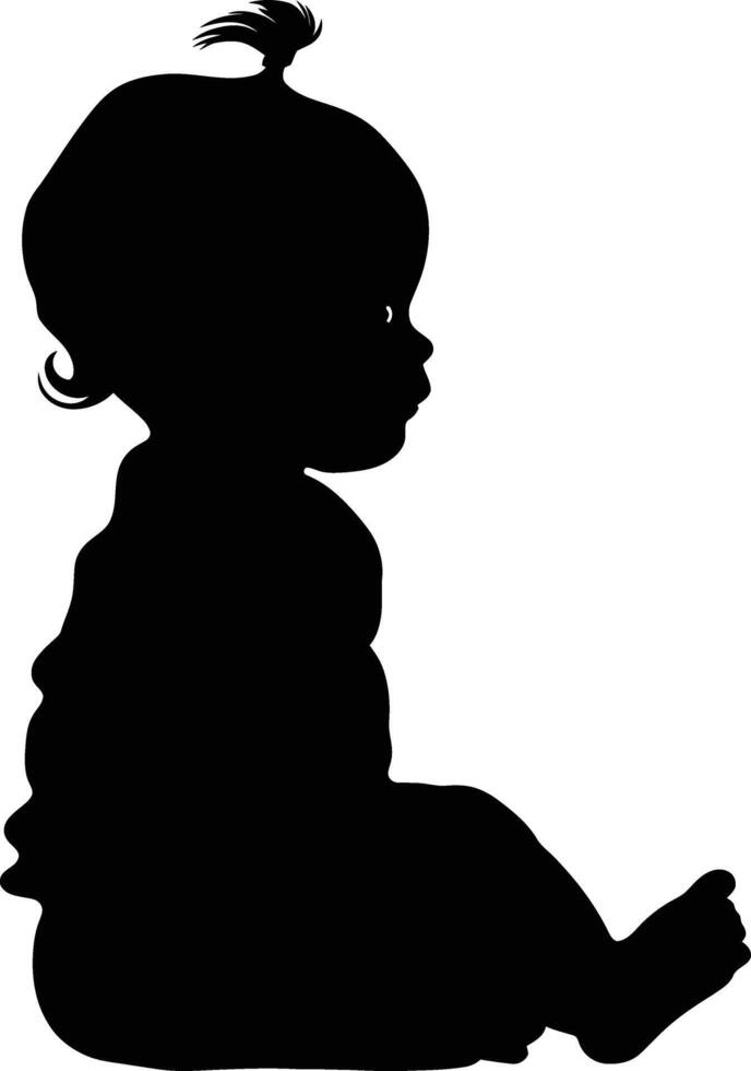 AI generated Silhouette baby girl full body black color only vector