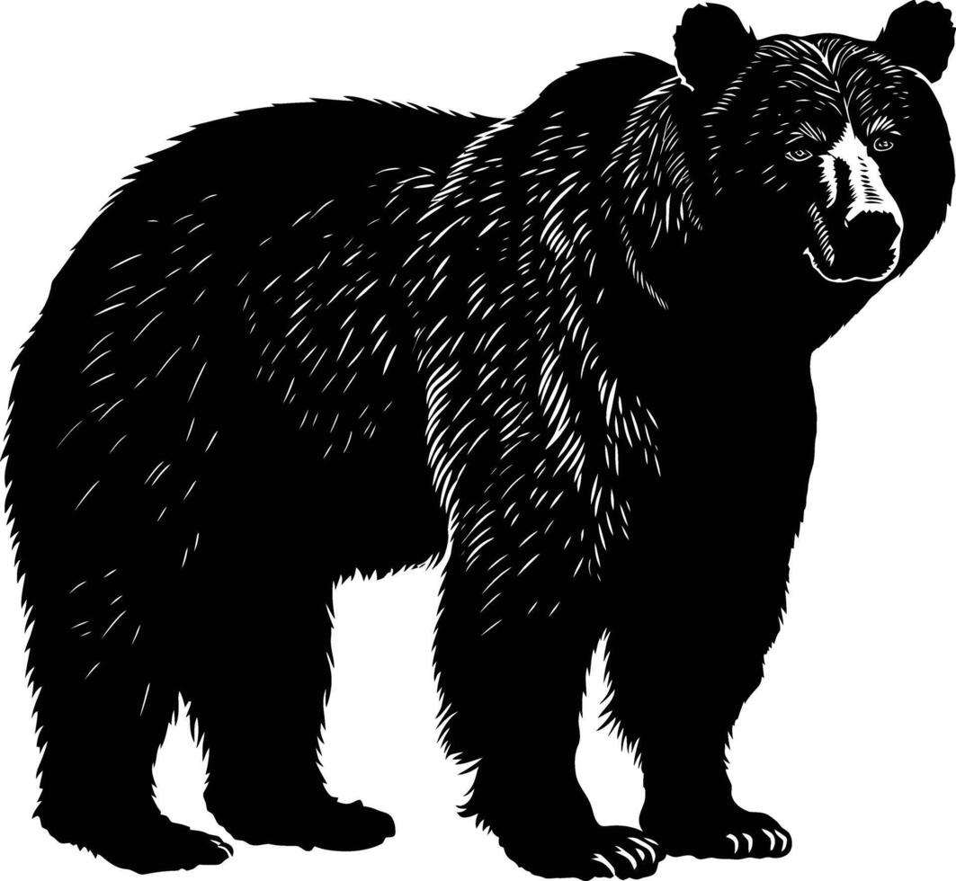 AI generated Silhouette bear black color only vector