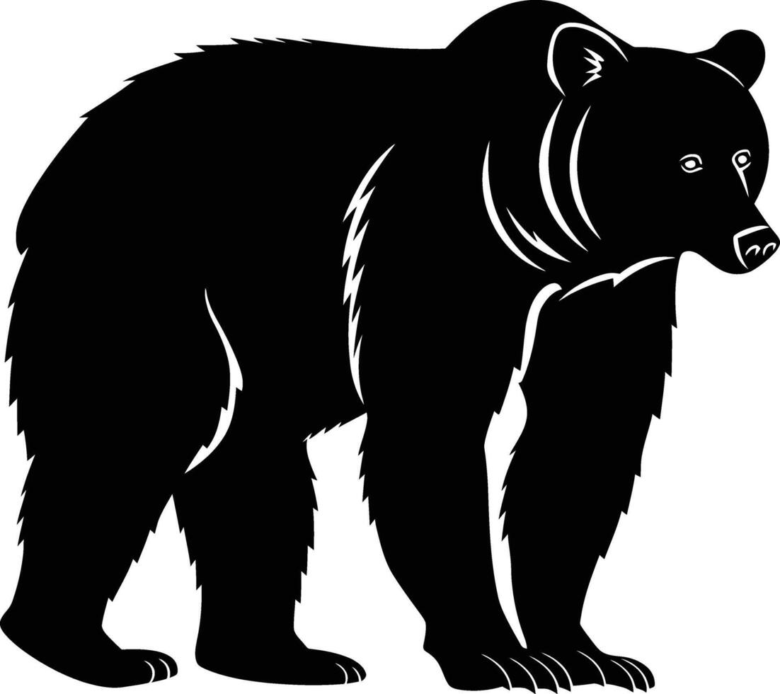 AI generated Silhouette bear black color only vector