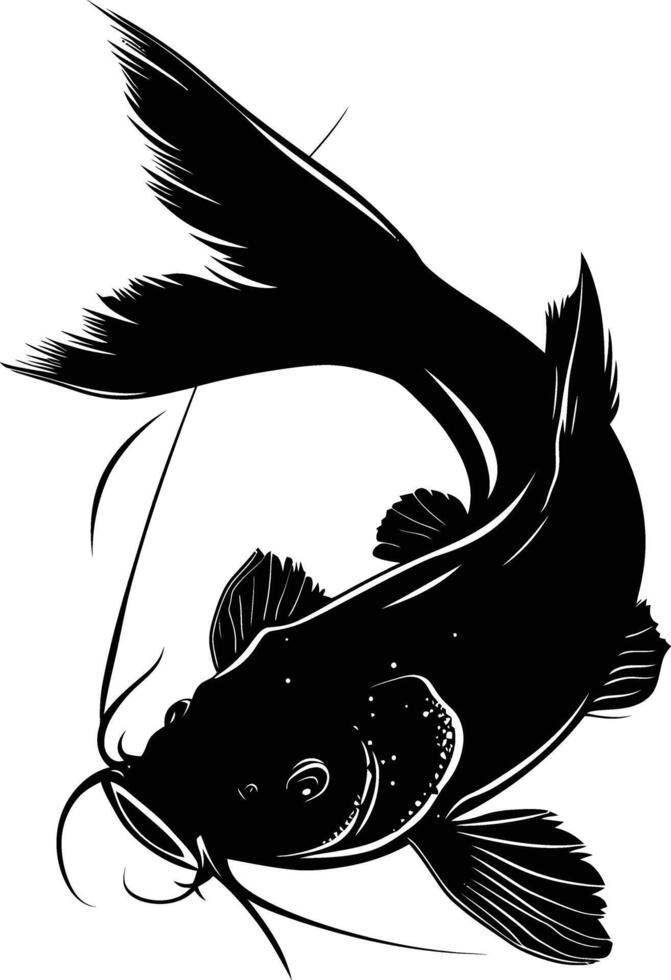 AI generated Silhouette catfish black color only vector