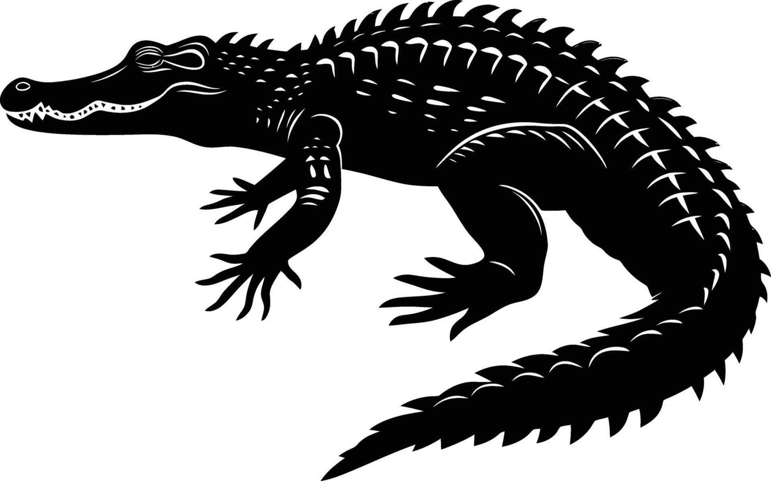 AI generated Silhouette crocodile black color only vector