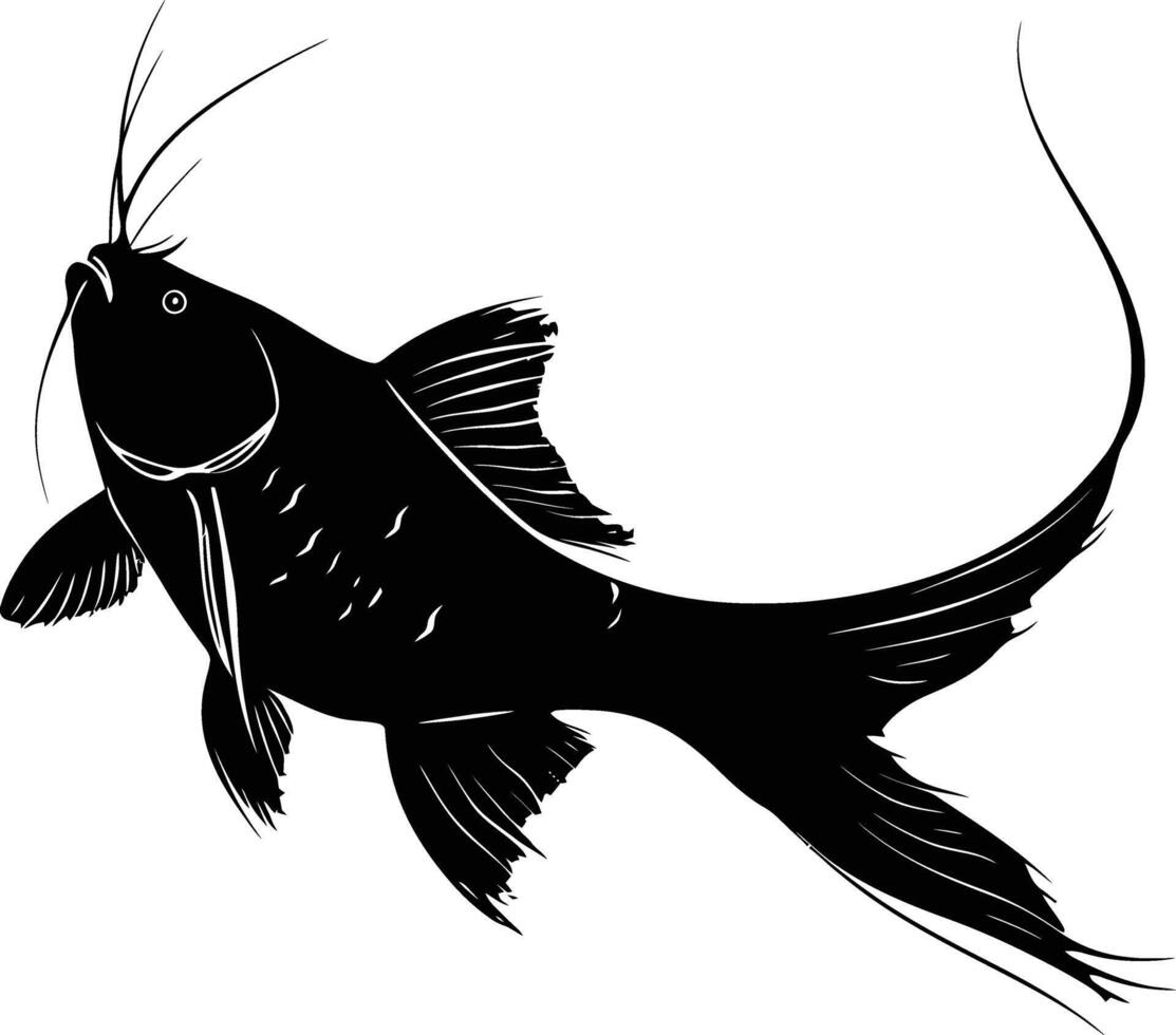 AI generated Silhouette catfish black color only vector