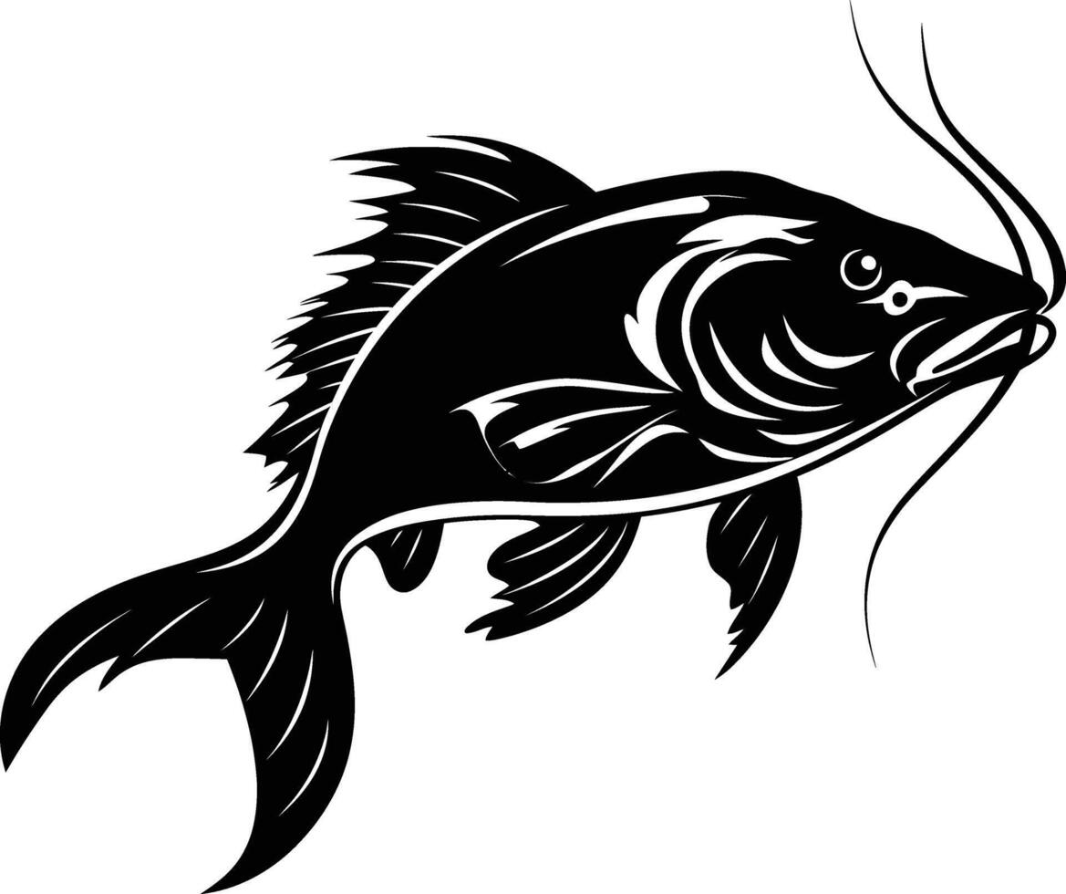 AI generated Silhouette catfish black color only vector