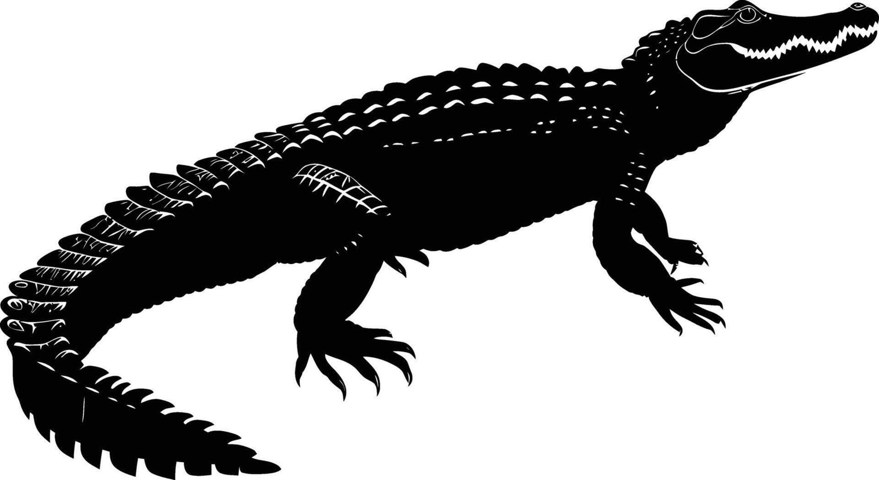 AI generated Silhouette crocodile black color only vector