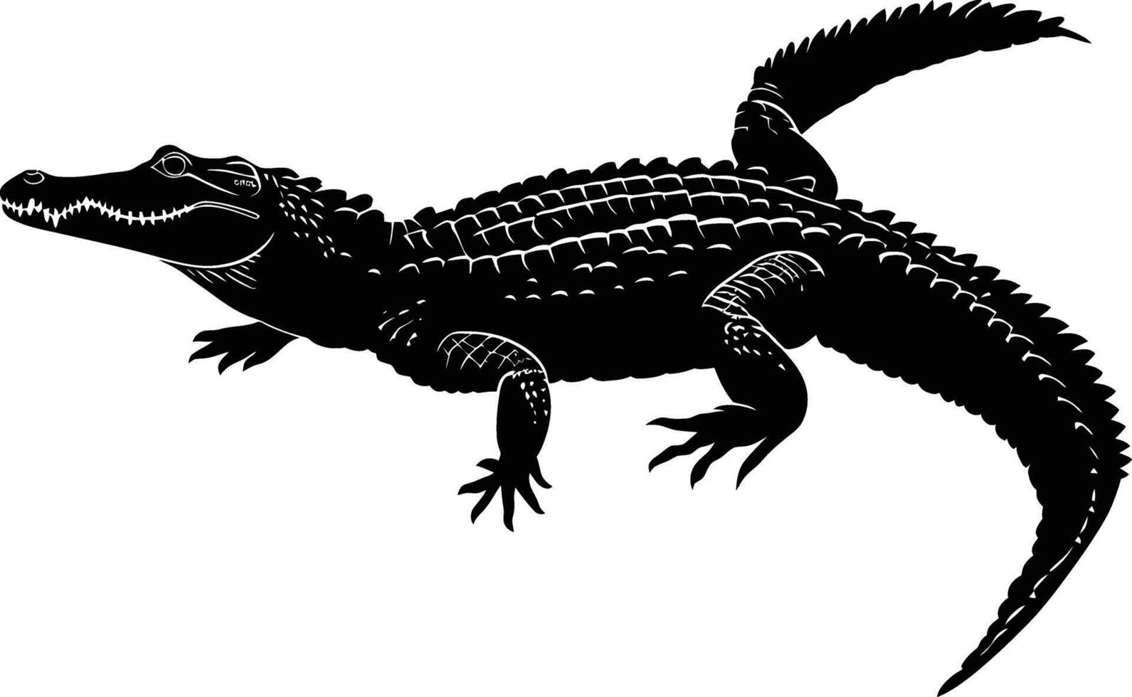 AI generated Silhouette crocodile black color only vector