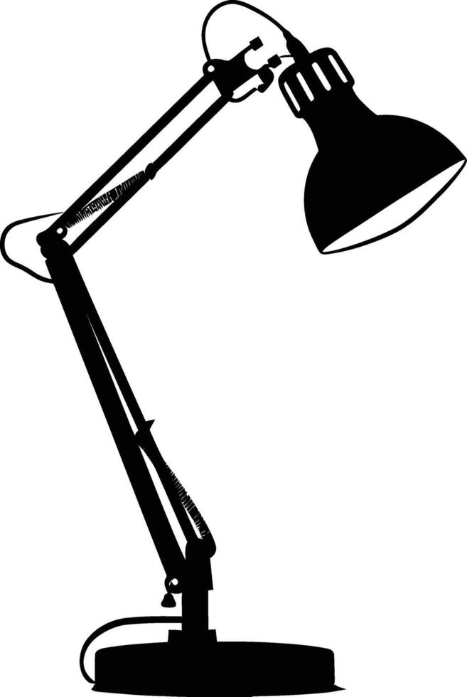 AI generated Silhouette desk lamp black color only vector