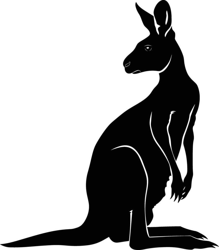 AI generated Silhouette kangaroo black color only vector