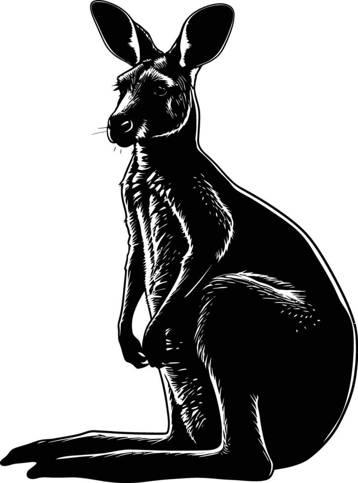 AI generated Silhouette kangaroo black color only vector