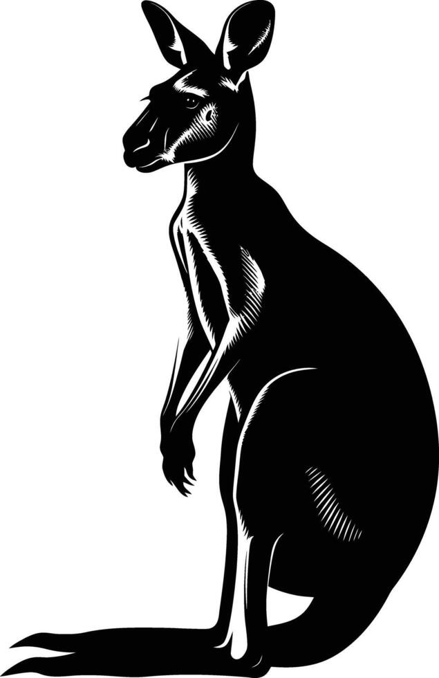 AI generated Silhouette kangaroo black color only vector