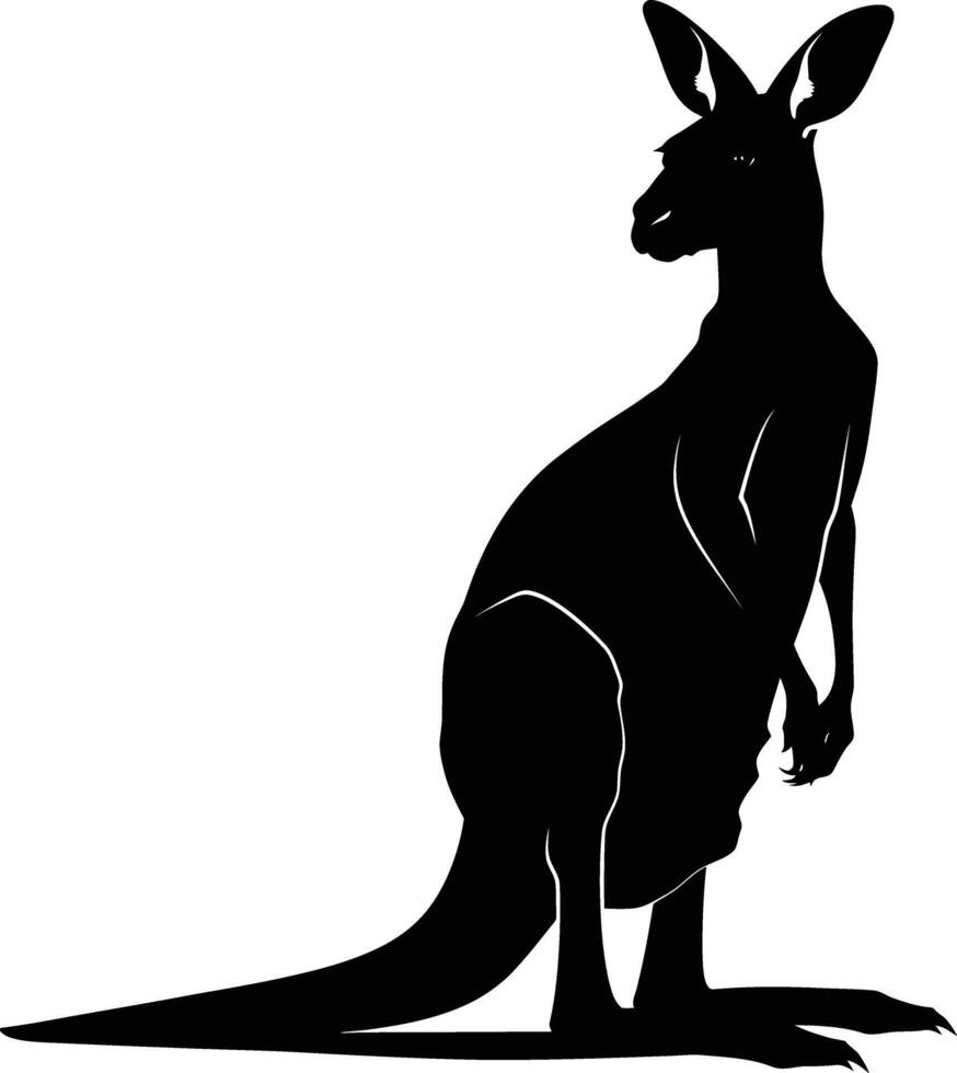 AI generated Silhouette kangaroo black color only vector