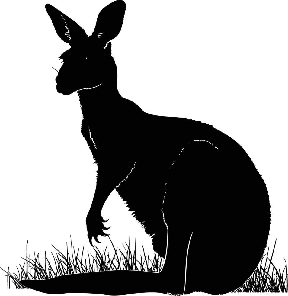 AI generated Silhouette kangaroo black color only vector