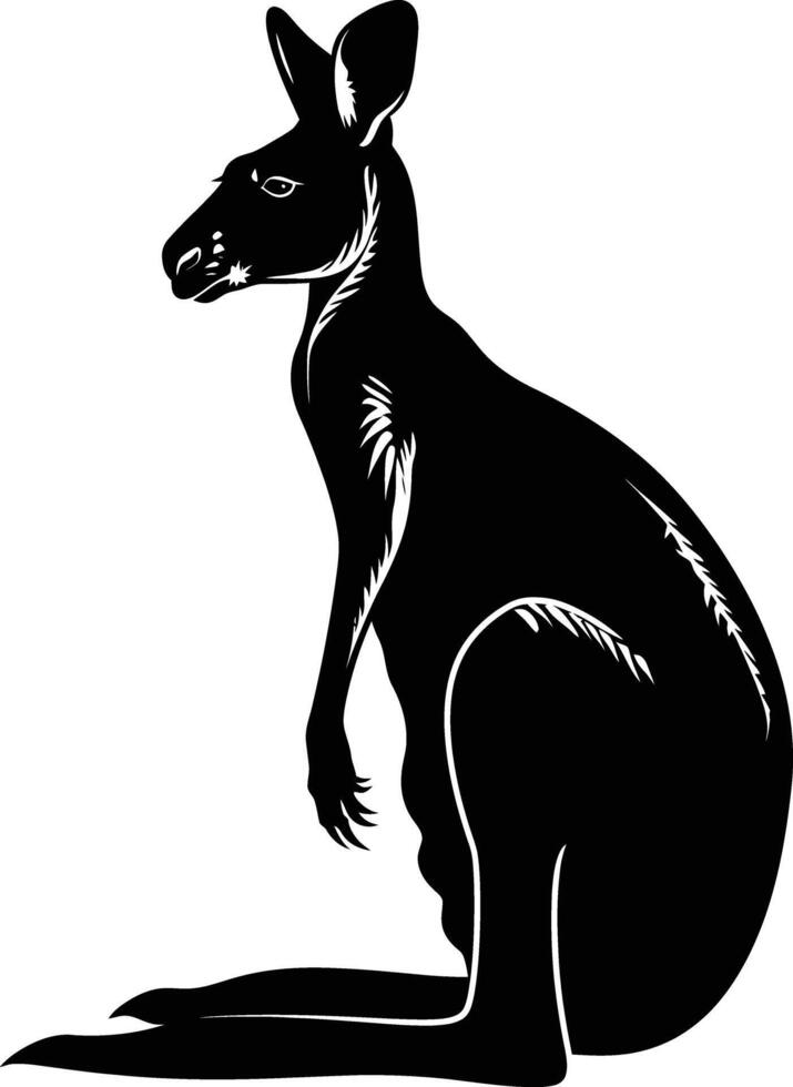 AI generated Silhouette kangaroo black color only vector