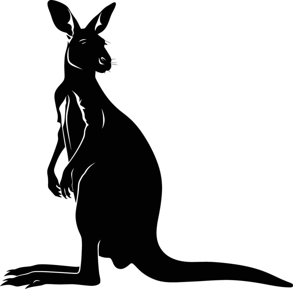 AI generated Silhouette kangaroo black color only vector