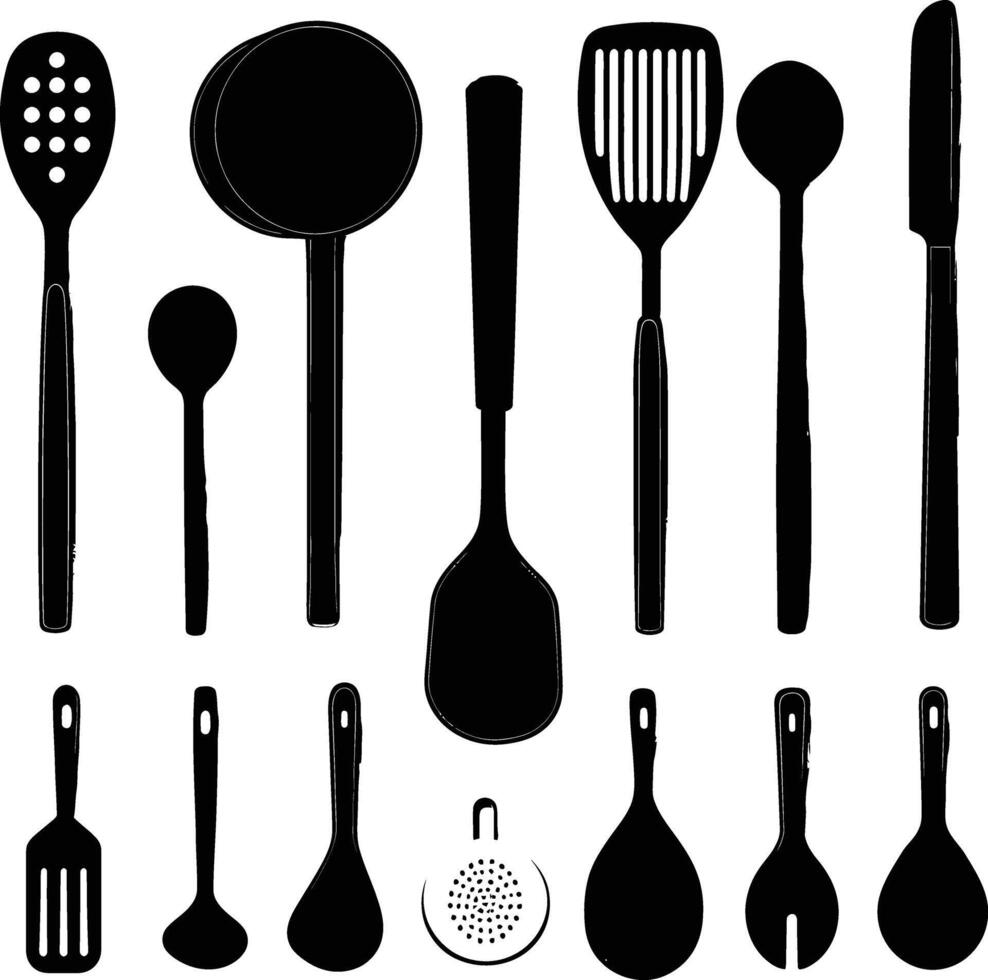 ai generado silueta cocina utensilio negro color solamente vector