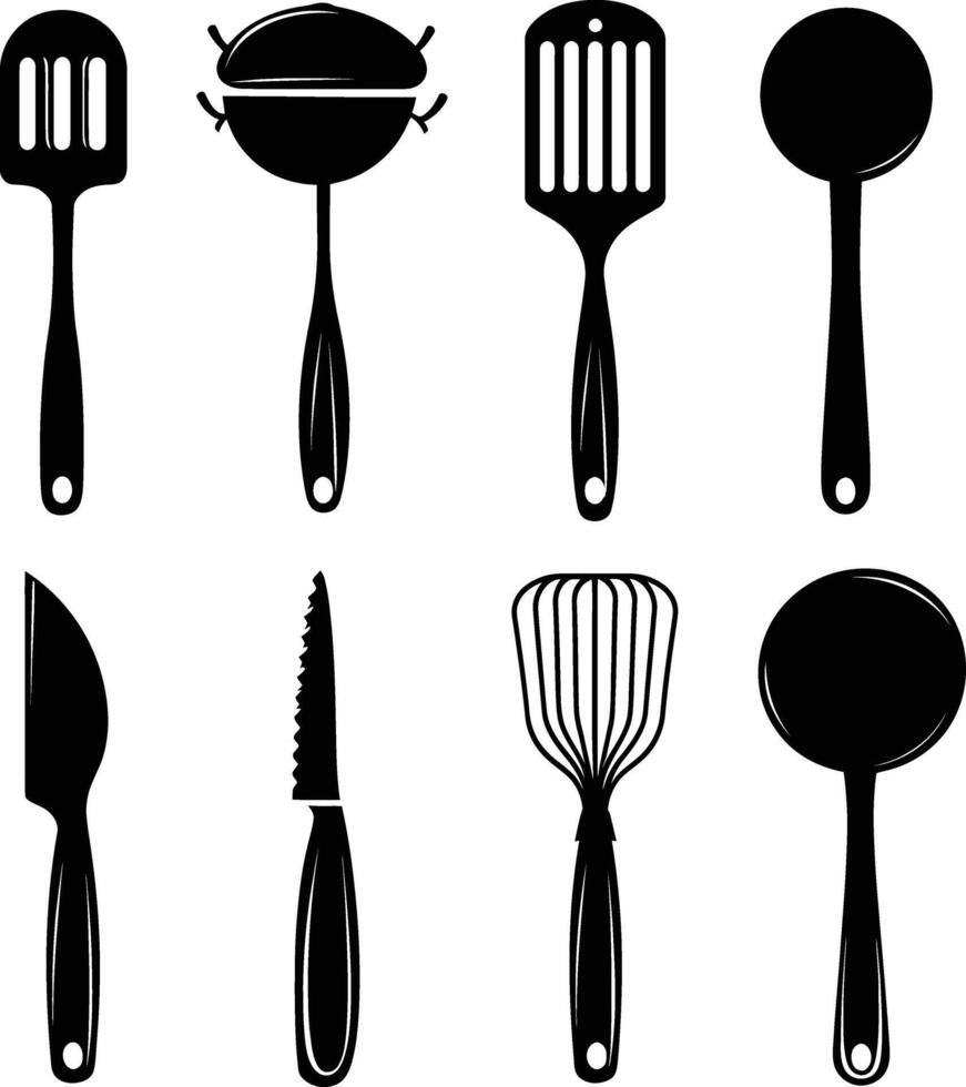 AI generated Silhouette kitchen utensil black color only vector