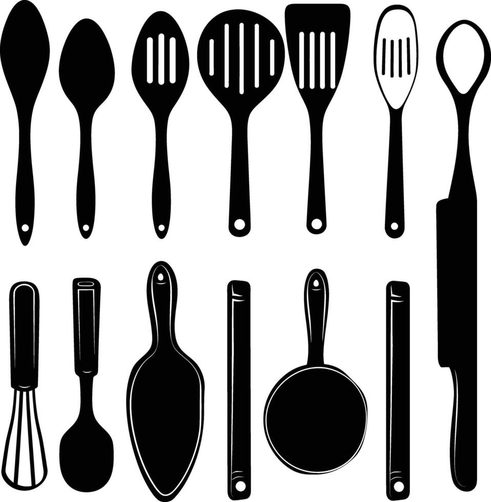 AI generated Silhouette kitchen utensil black color only vector