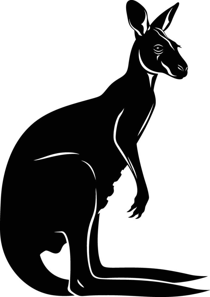 AI generated Silhouette kangaroo black color only vector