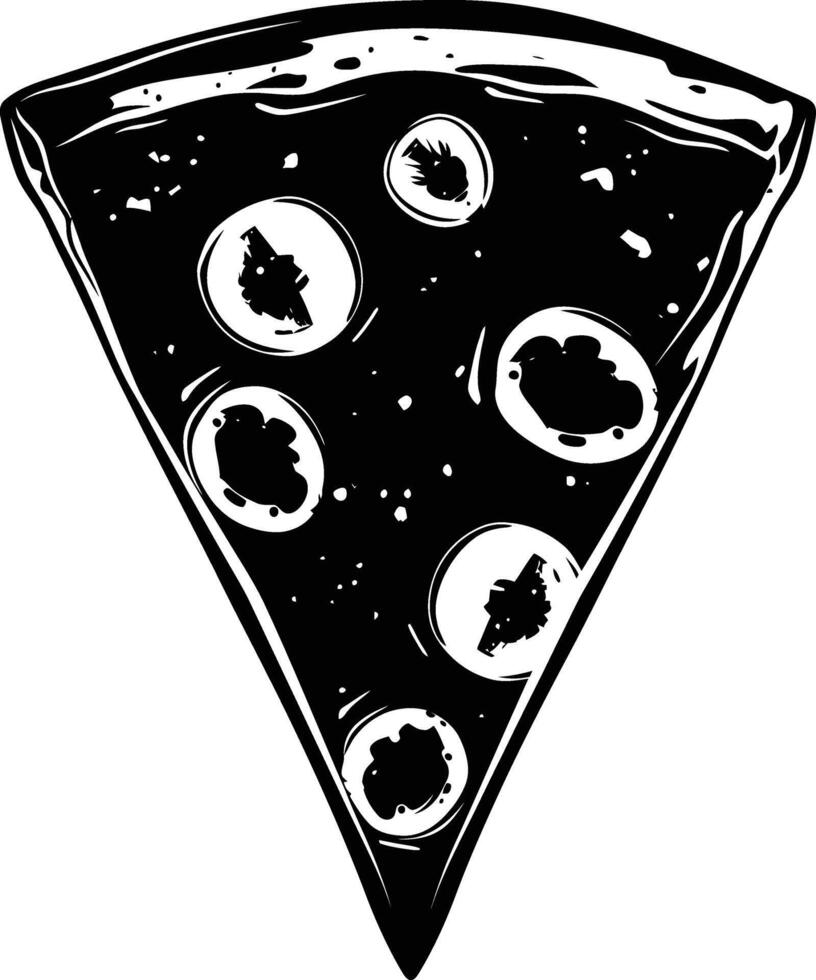 AI generated Silhouette pizza slice black color only vector