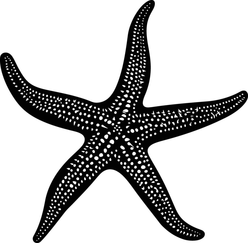 ai generado silueta estrella de mar negro color solamente vector