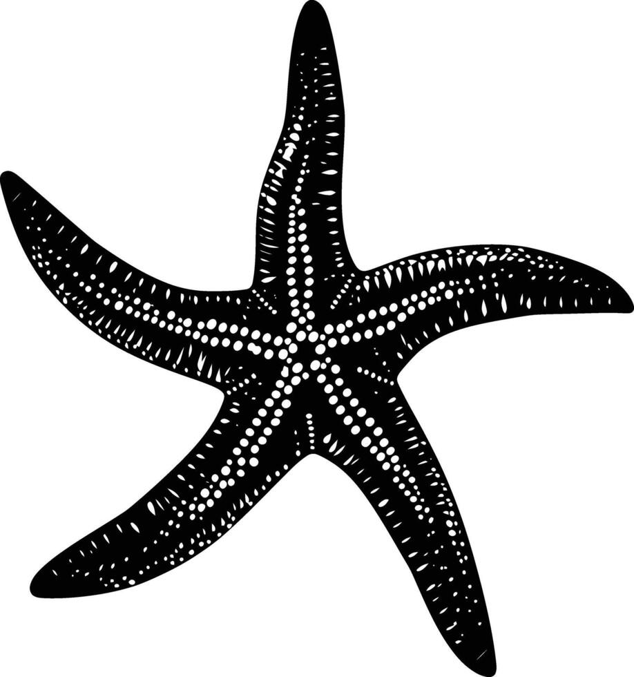 ai generado silueta estrella de mar negro color solamente vector