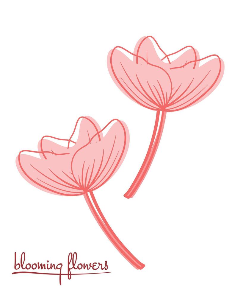 Flowers Art Drawing Vector Illustration for Background Decoration