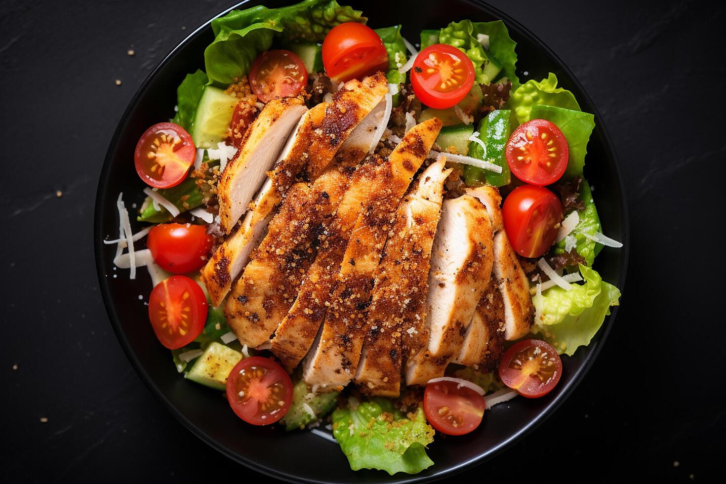 AI generated Grilled Chicken Caesar Salad photo