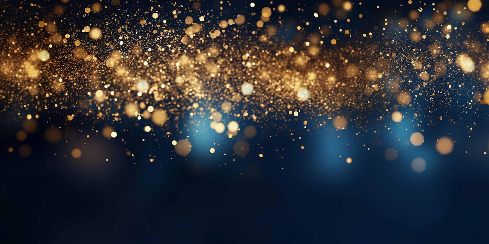 AI generated golden glitter background with bokeh effect photo