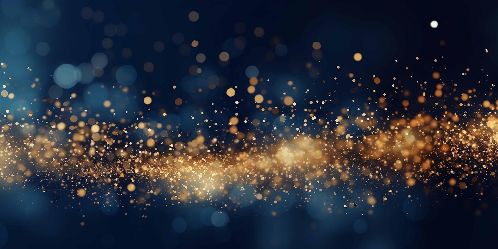 AI generated golden glitter background with bokeh effect photo