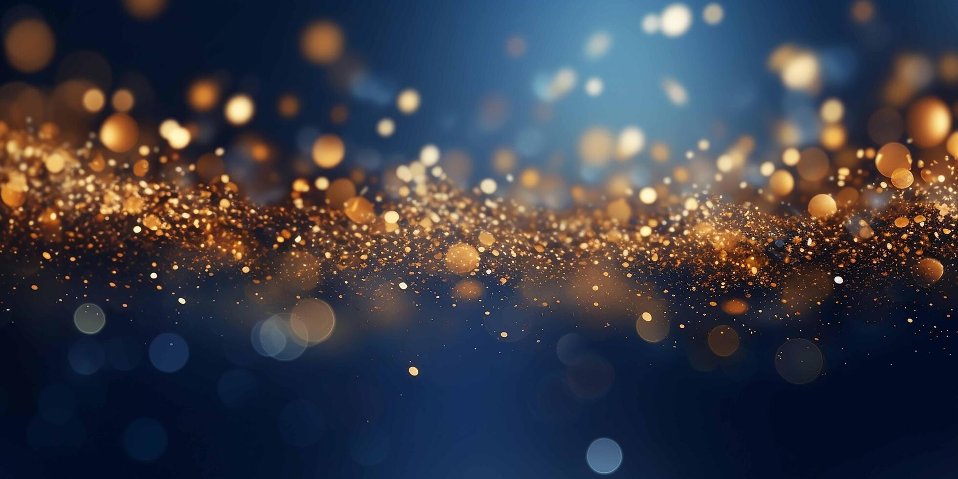 AI generated golden glitter background with bokeh effect photo