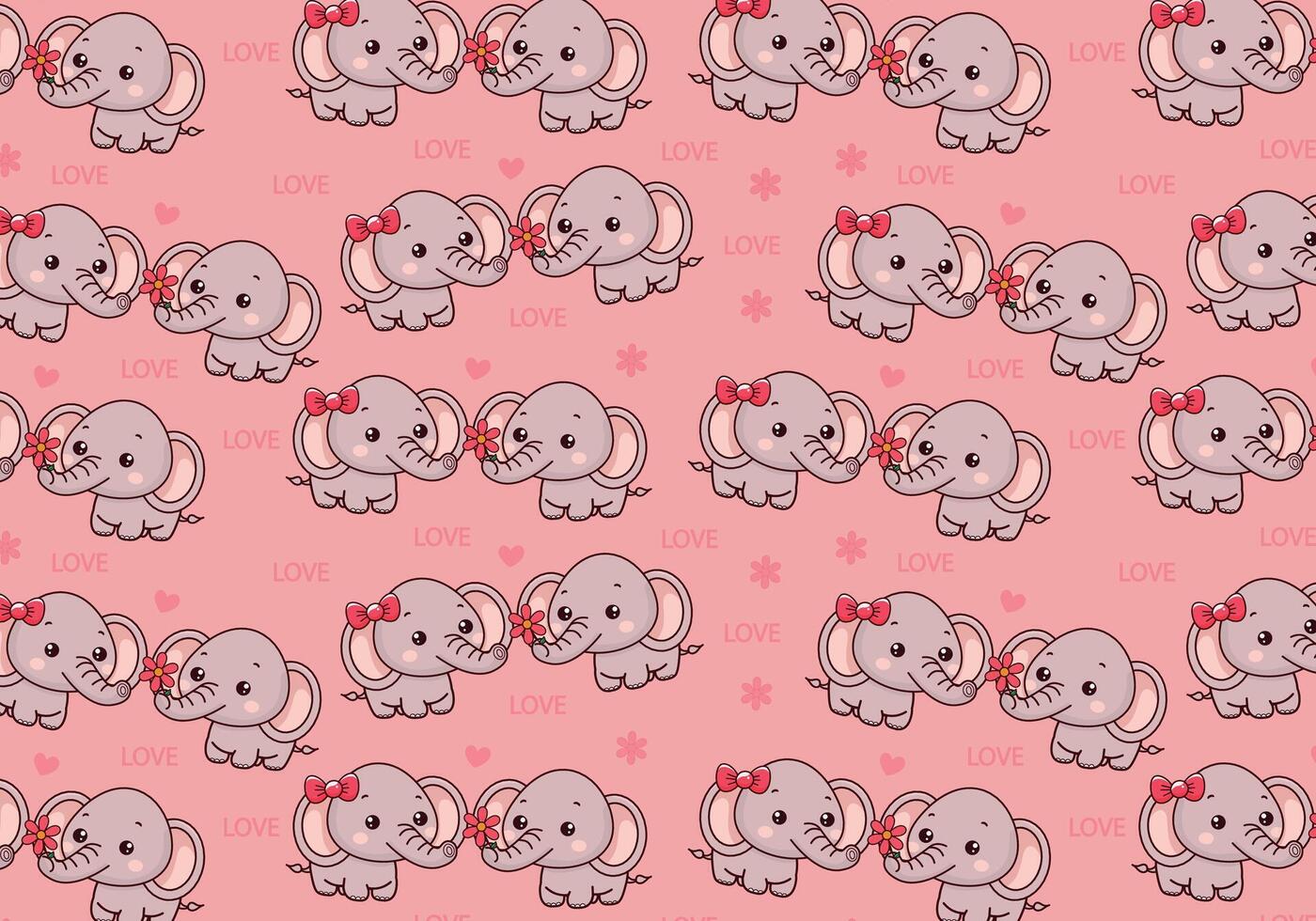 cute elephant illustration pattern, vector, for fabrics, children's background vector