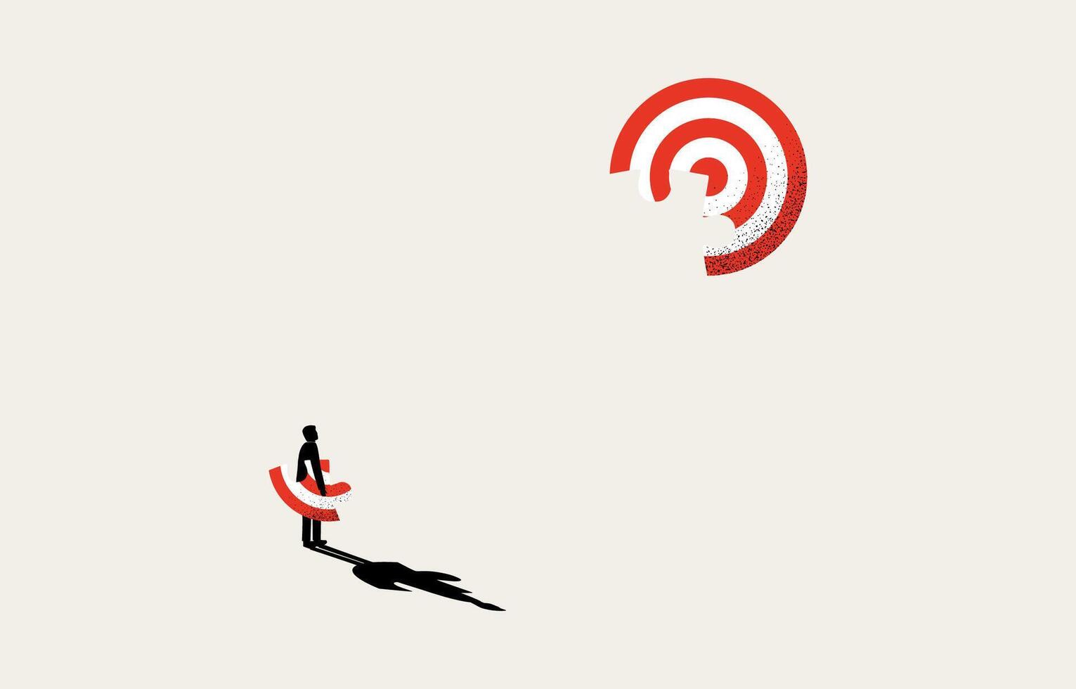 Setting business goal or target concept, businessman taking jigsaw puzzle to complete target, vector illustration.