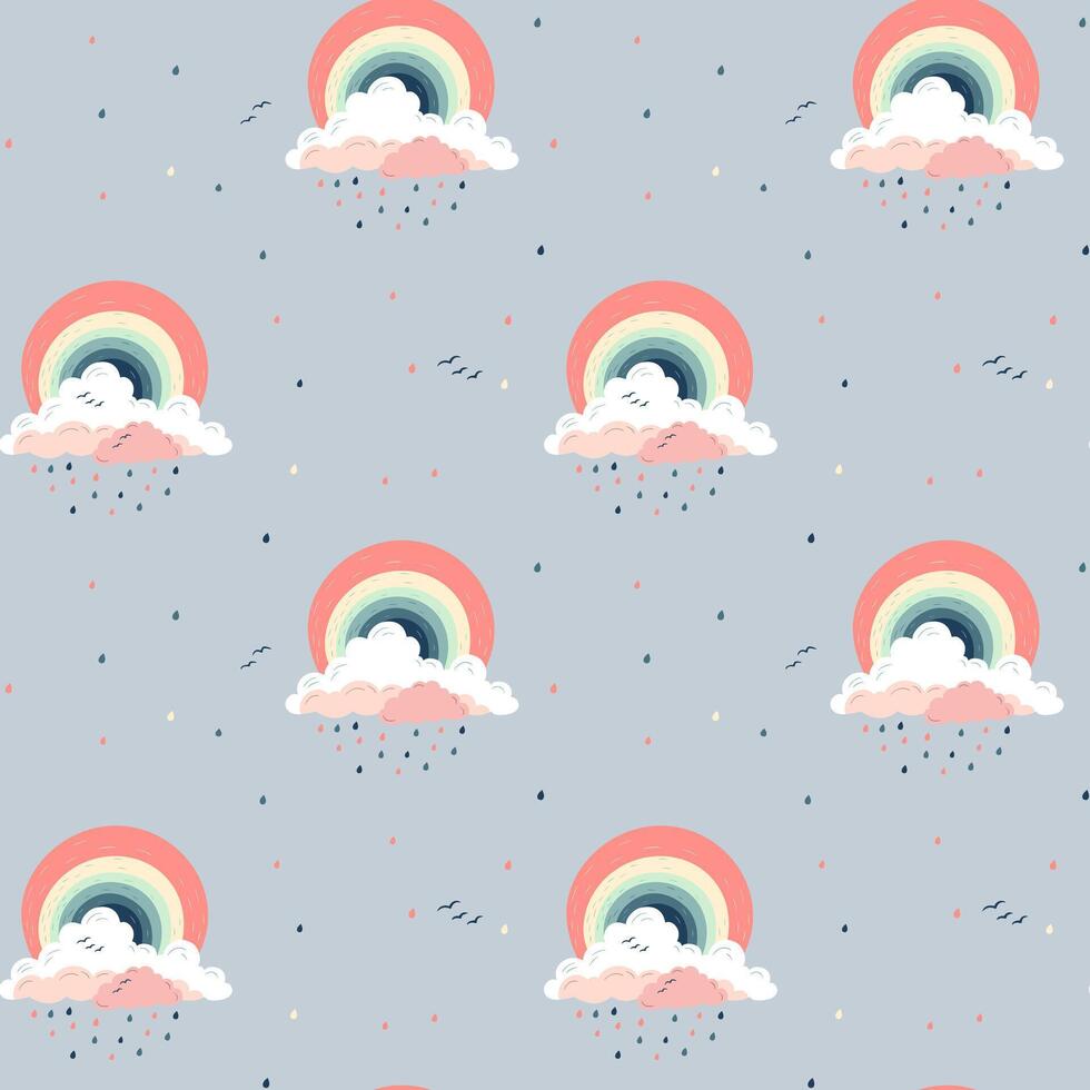 Seamless childish pattern with fantasy rainbows. Creative kids texture for fabric, wrapping, textile, wallpaper. vector