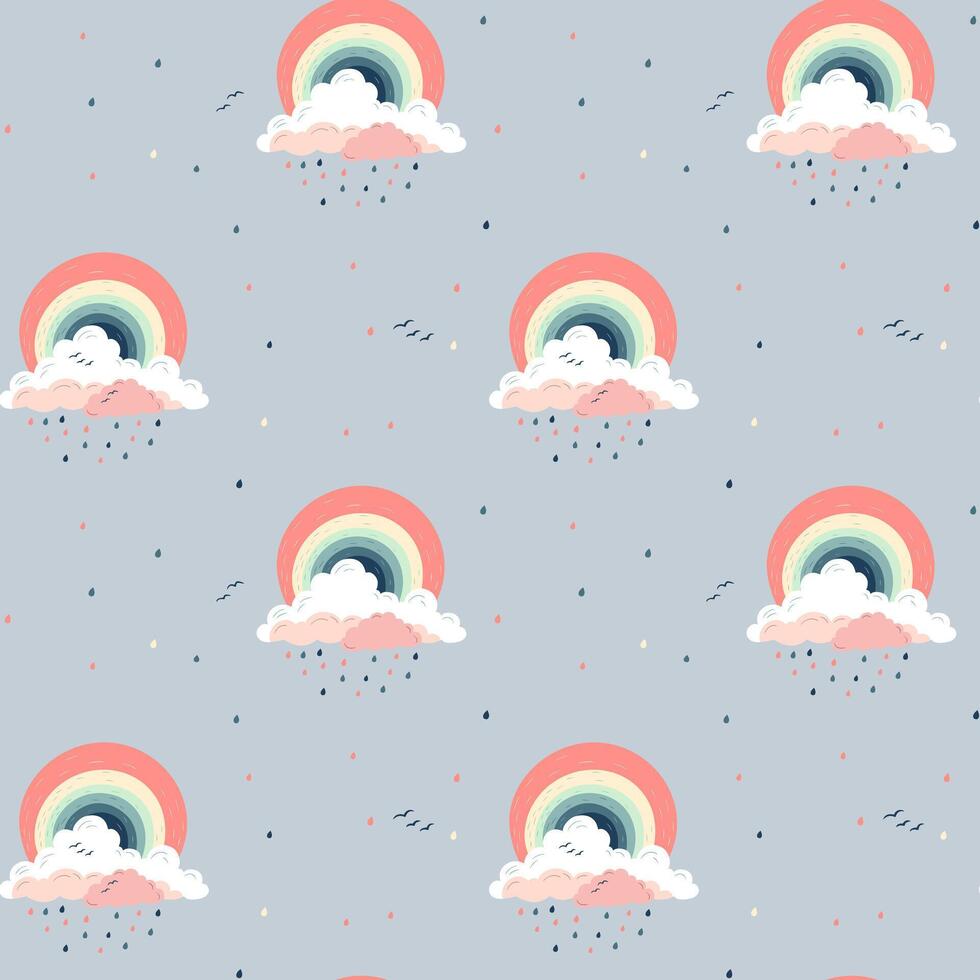 Seamless childish pattern with fantasy rainbows. Creative kids texture for fabric, wrapping, textile, wallpaper. vector